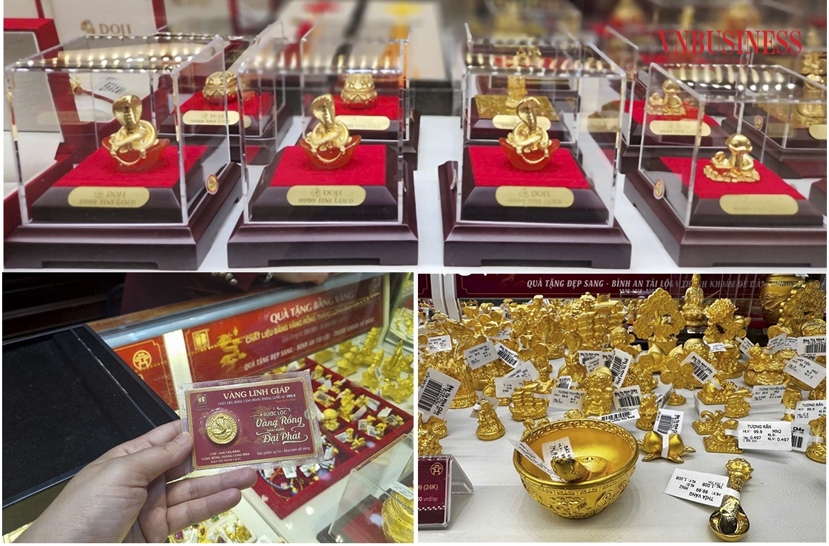 Cũng như mọi năm, năm nay các thương hiệu vàng có nhiều dòng sản phẩm khác nhau phục vụ nhu cầu mua sắm của người dân trong dịp ngày vía Thần Tài. Trong số đó, những sản phẩm vàng mang tính biểu tượng của năm mới theo con giáp từng năm đều được các cơ sở kinh doanh vàng tung ra thị trường. Phạm Hòa