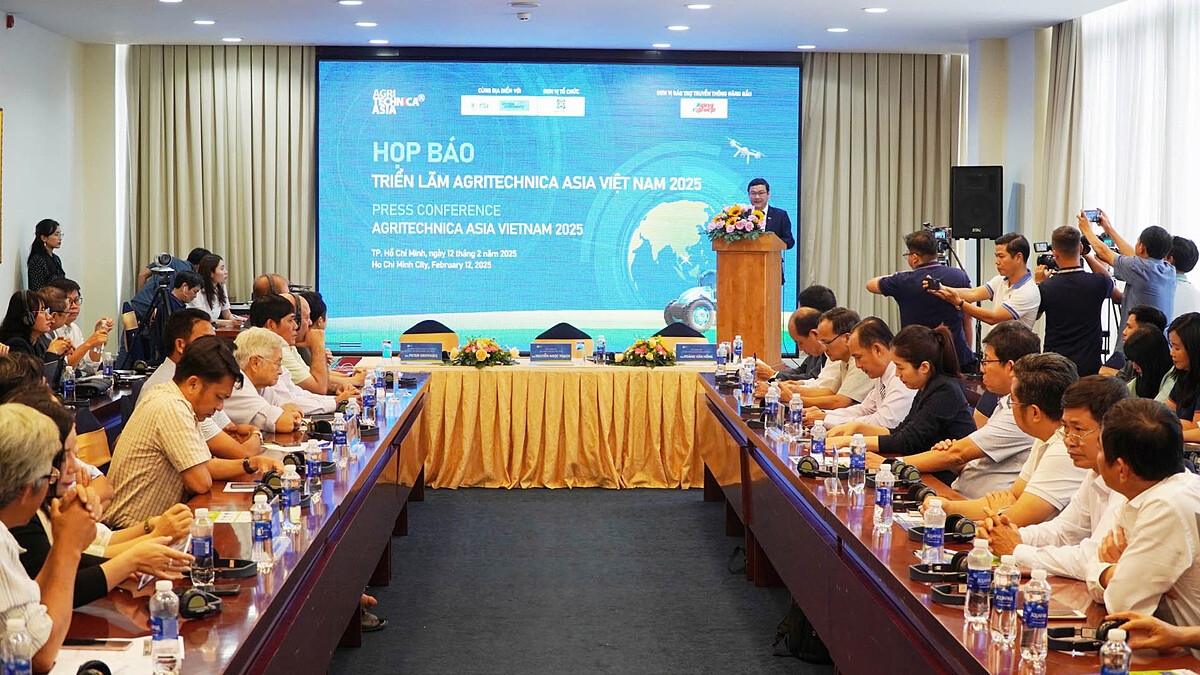 Quang cảnh buổi họp báo công bố tổ chức triển lãm Agritechnica Asia Việt Nam 2025.