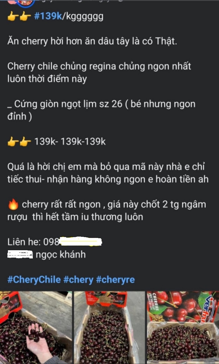 Một cửa hàng tại Ngọc Khánh &lpar;Ba Đình&rpar; rao bán cherry với giá chỉ từ 139.000 đồng/kg.