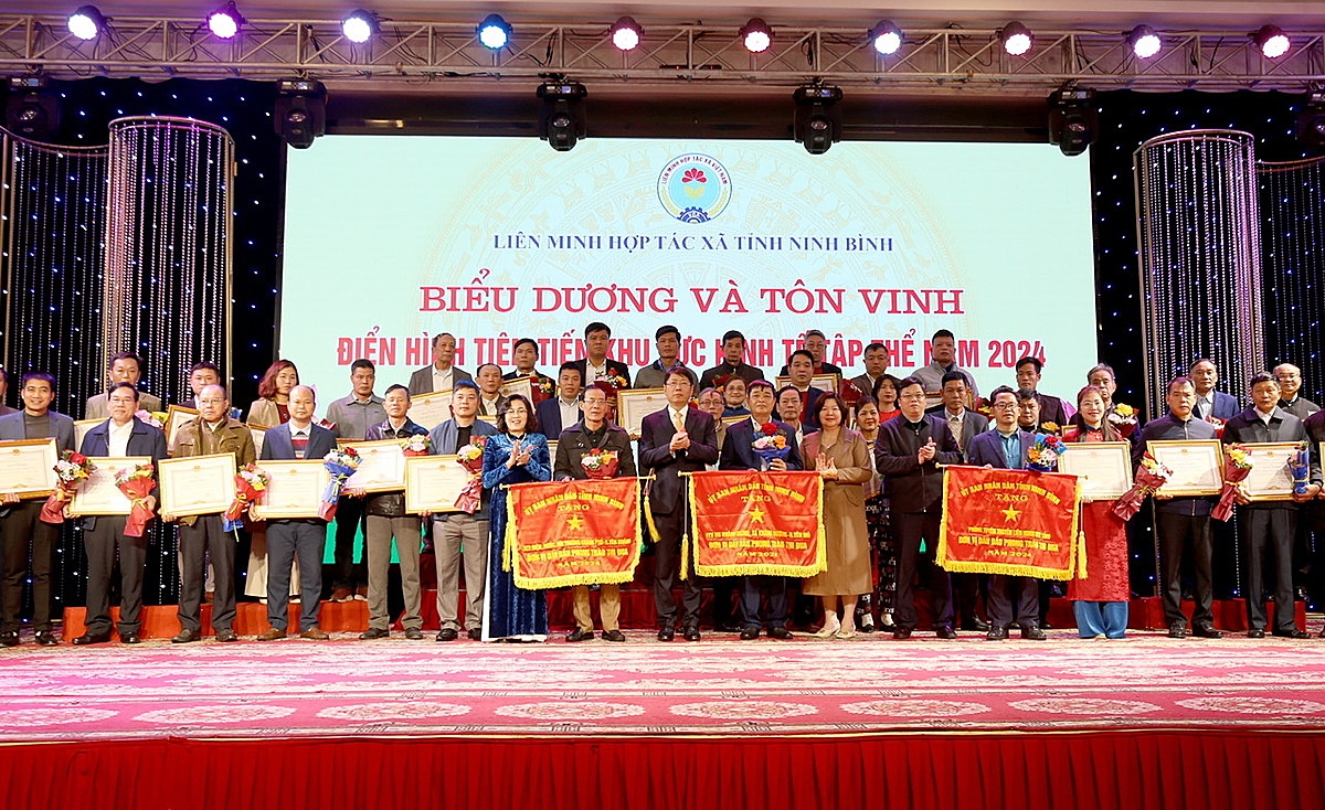 Các HTX tiêu biểu trong sản xuất kinh doanh của tỉnh nhận bằng khen và cờ thi đua.