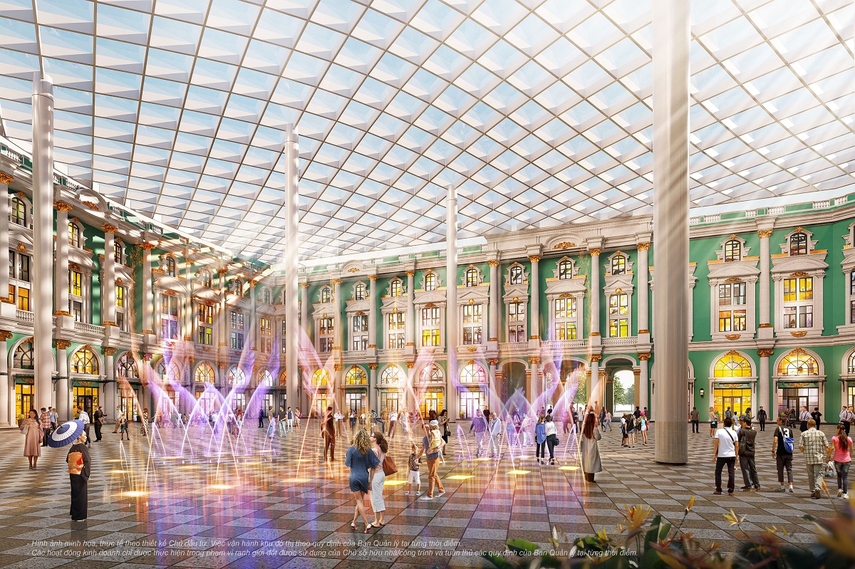 Cung điện Kỳ sắc bốn mùa - Tổ hợp chăm sóc sức khoẻ tắm khoáng, vui chơi giải trí và ẩm thực lớn nhất miền Bắc ngay trong lòng khu đô thị Vinhomes Golden Avenue.