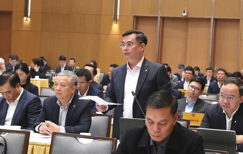 Ông Nguyễn Thanh Tùng, Chủ tịch HĐQT Vietcombank phát biểu tại Hội nghị. Ảnh: VGP