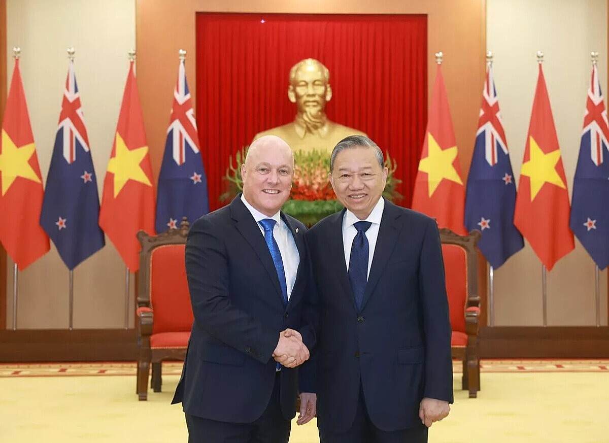 Tổng bí thư Tô Lâm tiếp Thủ tướng New Zealand Christopher Luxon.