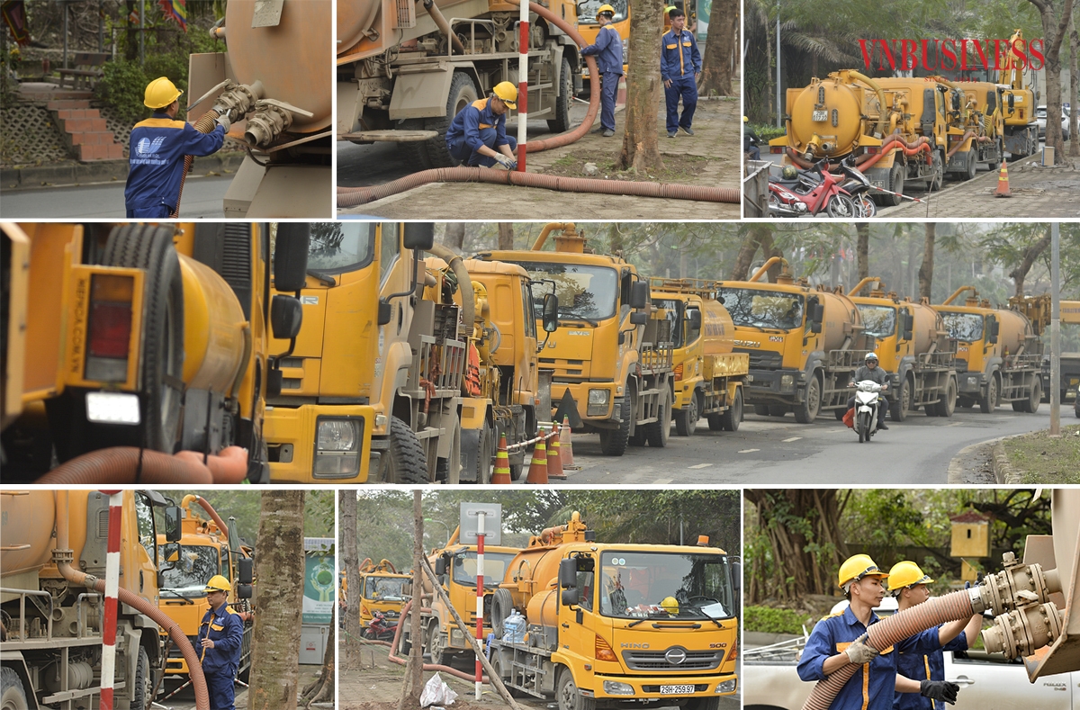 Phía trên bờ, công nhân vận hành liên tục điều chỉnh hệ thống áp lực đường ống dẫn bùn thải từ dưới lòng sông lên xe bồn, nhằm tránh xảy ra sự cố kỹ thuật.