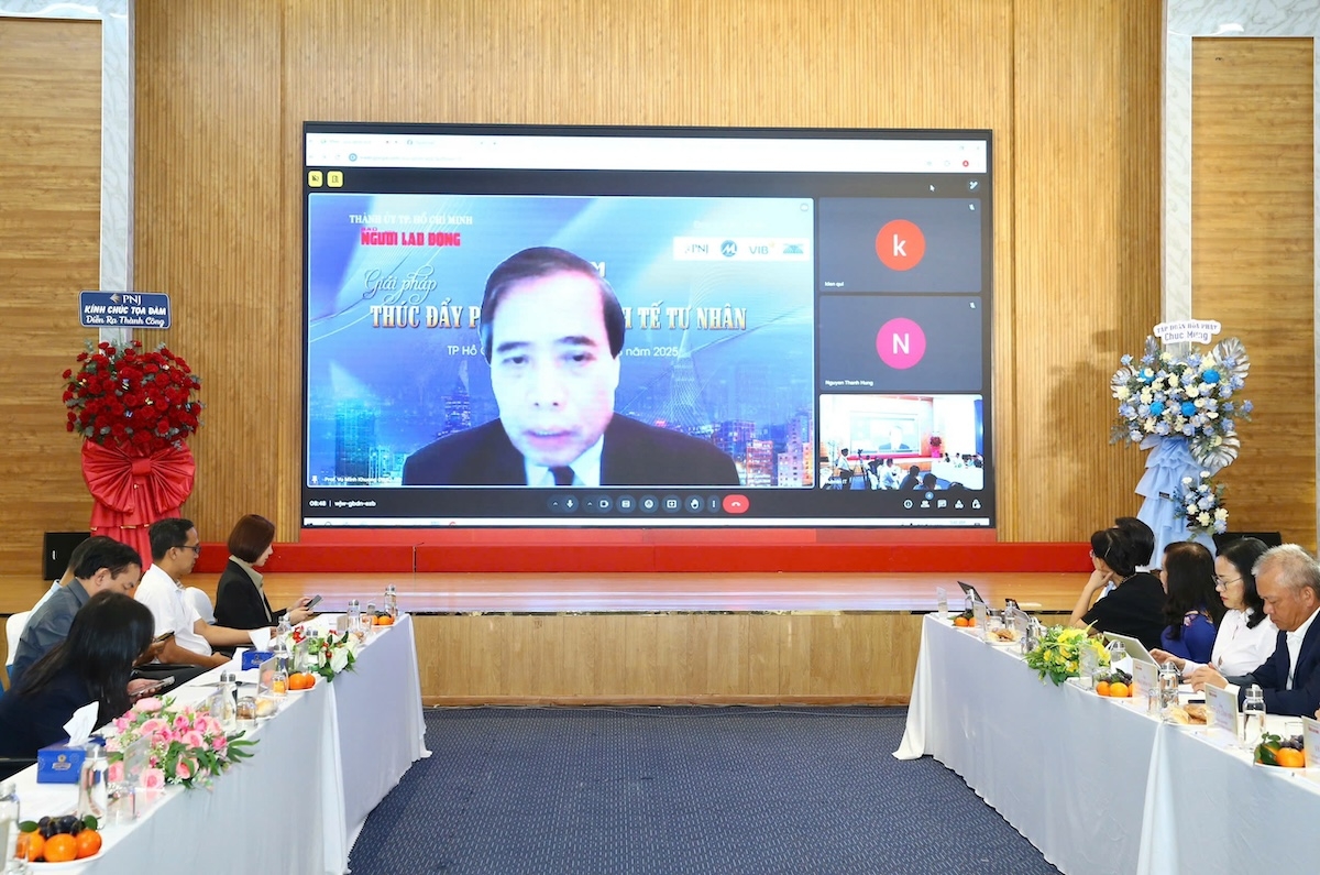 GS.TS Vũ Minh Khương phát biểu trực tuyến từ Singapore.