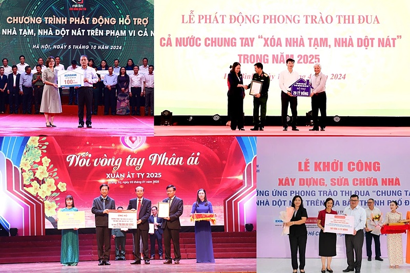 Agribank với các hoạt động trao ủng hộ, hỗ trợ xóa nhà tạm, nhà dột nát cho hộ nghèo, hộ cận nghèo.