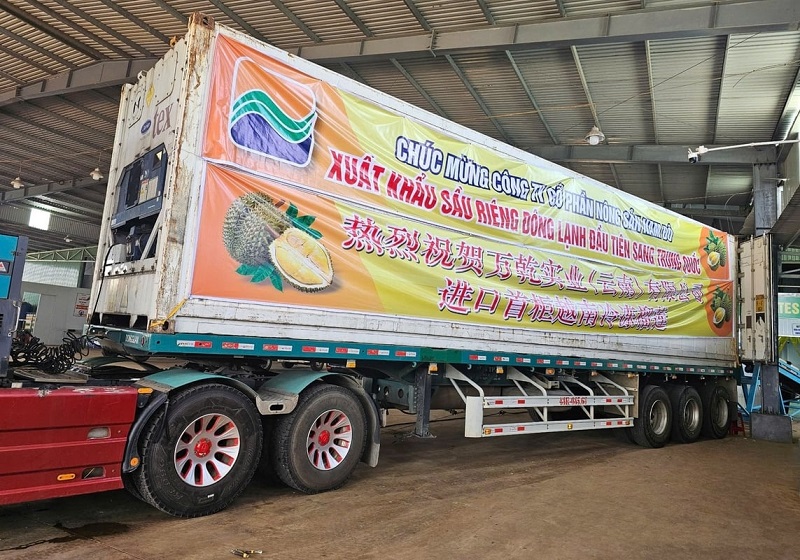 24 tấn sầu riêng đông lạnh của Công ty Cổ phần nông sản Nam Đô &lpar;Đắk Lắk&rpar; đã chính thức được xuất khẩu sang Trung Quốc, sau hơn nửa năm Việt Nam và Trung Quốc ký nghị định thư.