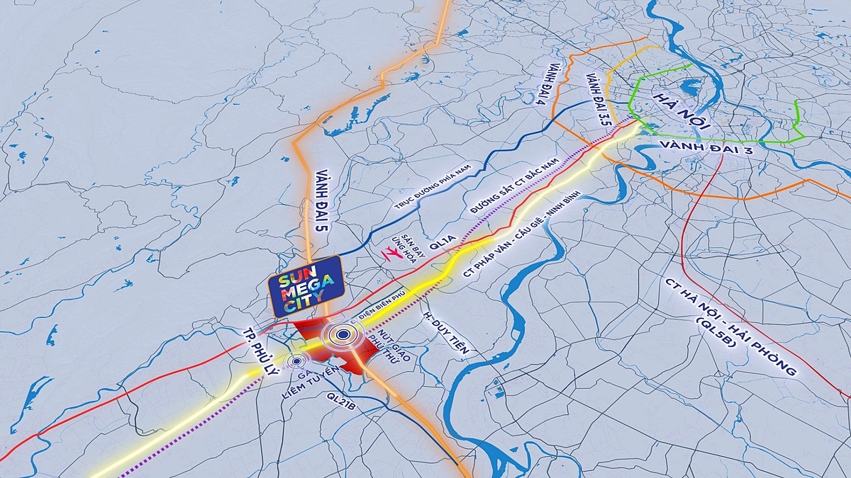 Sun Mega City sở hữu tọa độ chiến lược phía Nam Hà Nội.