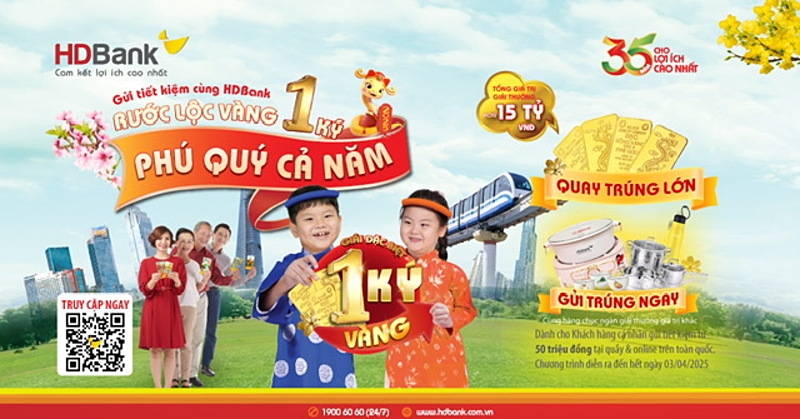 Chương trình gửi tiết kiệm tặng vàng triển khai từ 10/01/2025 đến 3/4/2025 trên toàn hệ thống.