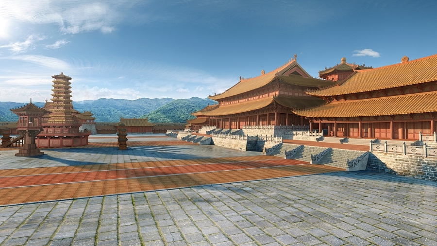 Quần thể du lịch văn hóa phỏng dựng Hoàng thành Thăng Long tọa lạc dưới chân núi Long Đọi Sơn phía Nam Hà Nội.