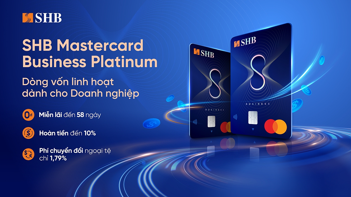 Thẻ tín dụng Doanh nghiệp SHB Mastercard Business Platinum mang đến những đặc quyền tài chính vượt trội, là lựa chọn hàng đầu dành cho các doanh nghiệp hiện đại.