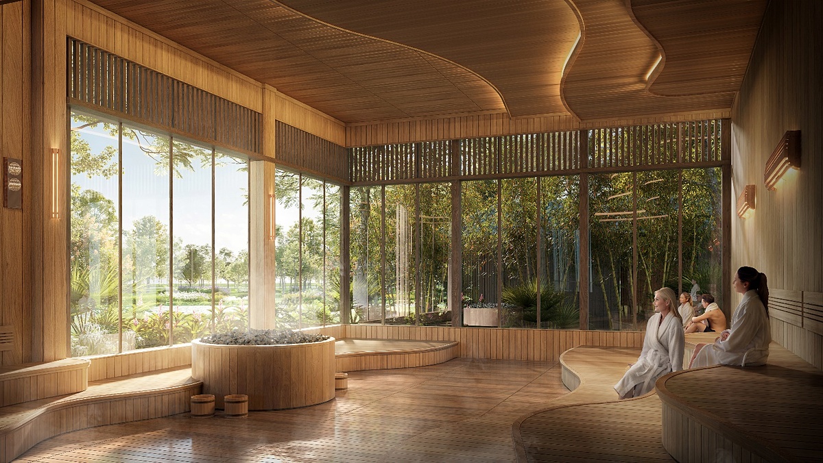 Phòng xông hơi có công suất lớn tại Onsen Clubhouse.