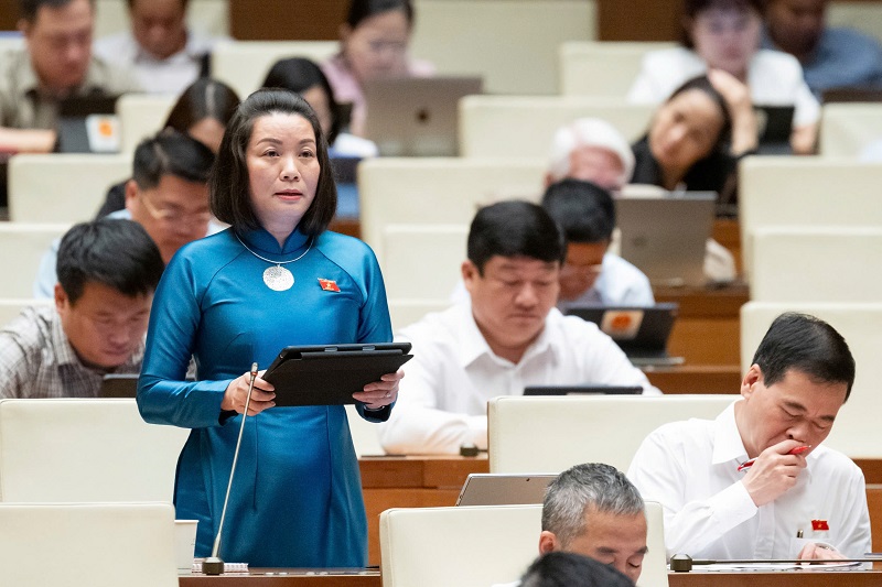 ĐBQH Nguyễn Minh Tâm &lpar;Quảng Bình&rpar; trong phiên thảo luận.