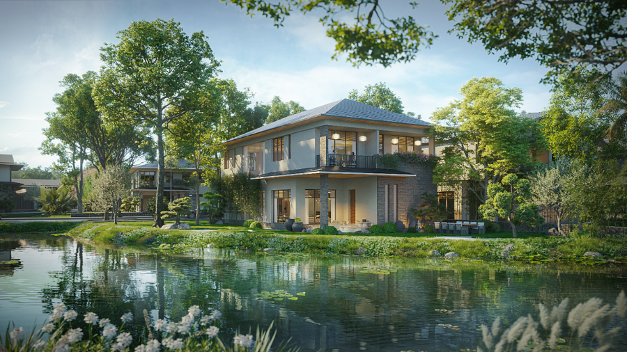 Biệt thự khoáng nóng đơn lập tại Onsen village.