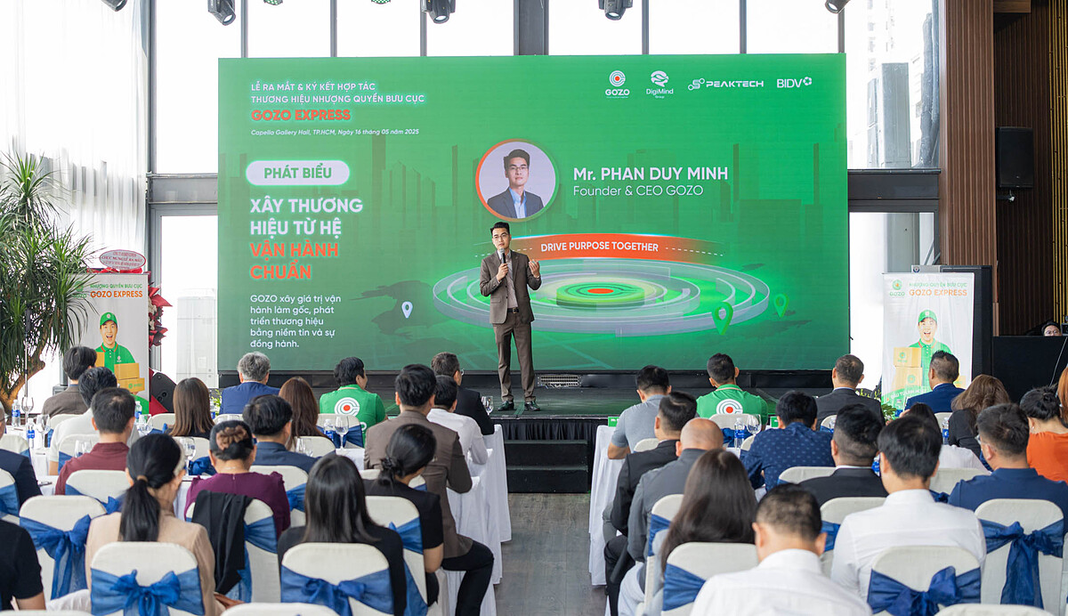 Ông Phan Duy Minh, Founder & CEO GOZO Express chia sẻ thông tin về mô hình nhượng quyền bưu cục chuyển phát nhanh quốc tế chuẩn hóa đồng vận đầu tiên tại Việt Nam.