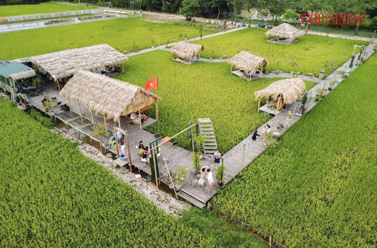 Nằm cách trung tâm Hà Nội khoảng 20km, quán cà phê nằm giữa cánh đồng lúa tại huyện Chương Mỹ đang thu hút nhiều bạn trẻ đến check-in, giải tỏa bầu không khí oi bức, ngột ngạt của ngày hè oi ả.