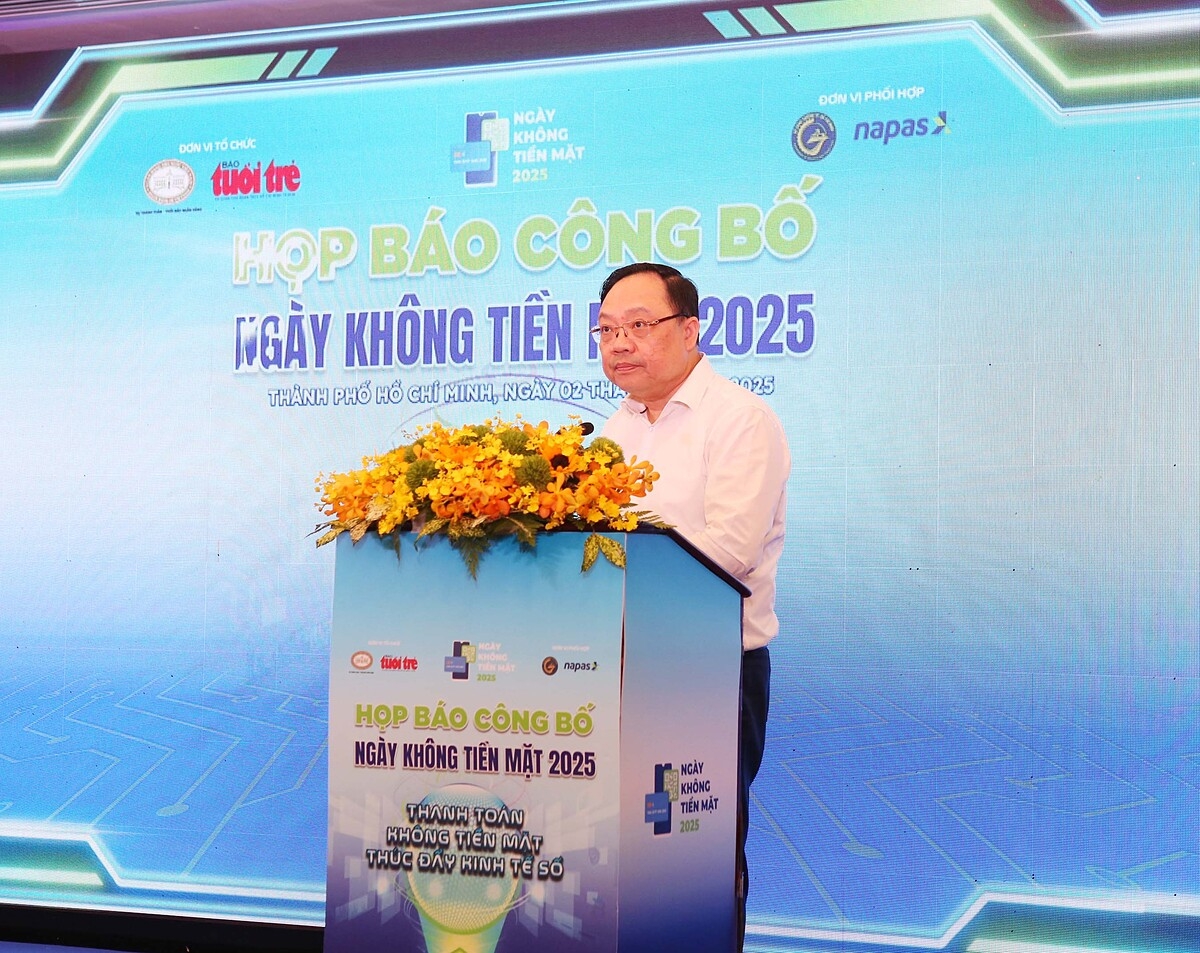 Ông Phạm Anh Tuấn, Vụ trưởng Vụ Thanh toán - Ngân hàng Nhà nước phát biểu tại sự kiện.