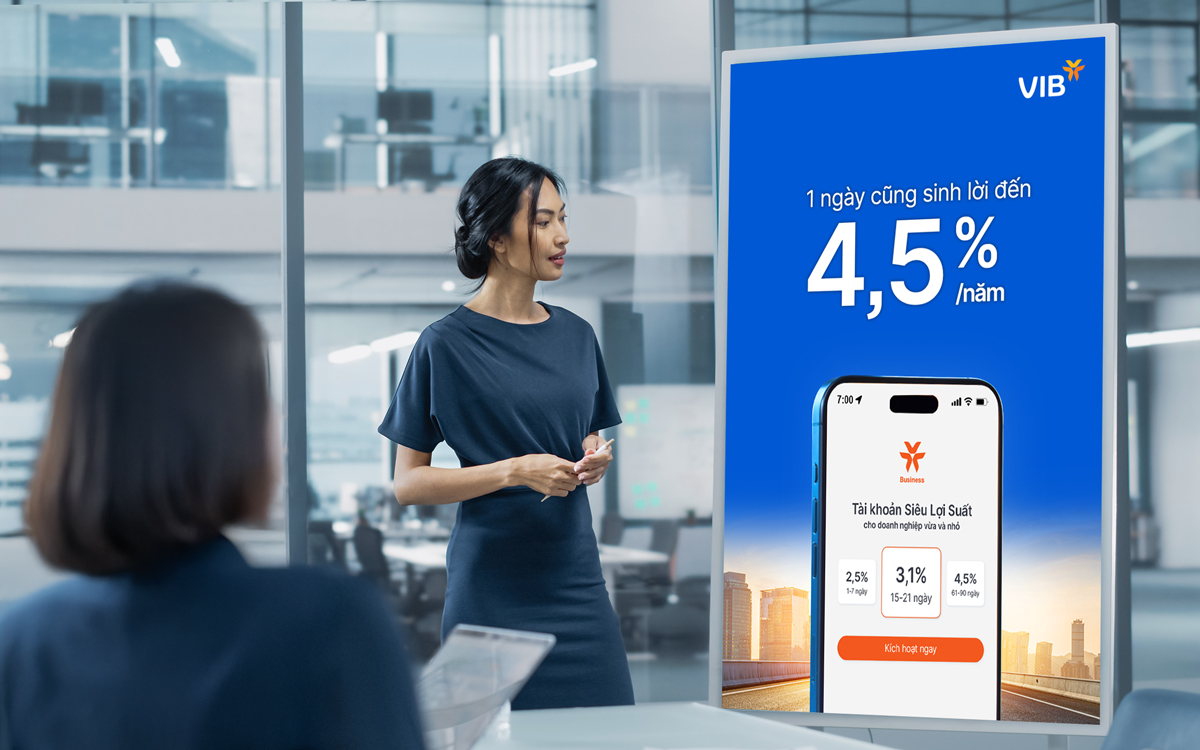 Doanh nghiệp có thể tối ưu hiệu quả từng đồng vốn ngắn hạn với tài khoản Siêu Lợi Suất VIB.