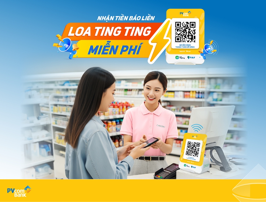 PVcomBank triển khai Loa thông báo biến động số dư cho khách hàng hộ kinh doanh.