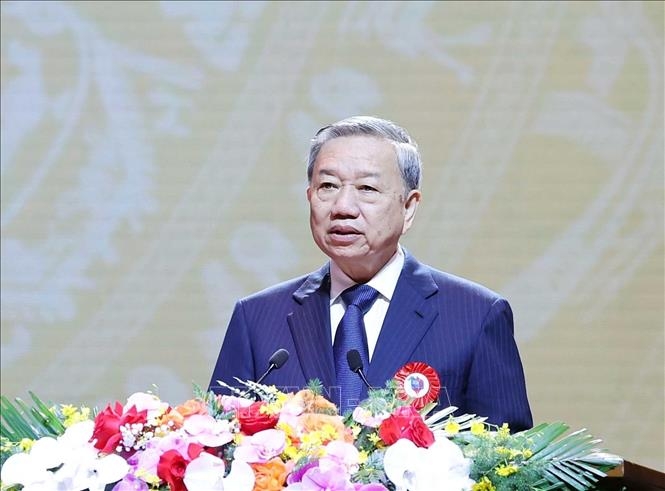 Tổng Bí thư Tô Lâm phát biểu tại Lễ kỷ niệm 100 năm Ngày Báo chí cách mạng Việt Nam. Ảnh: TTXVN