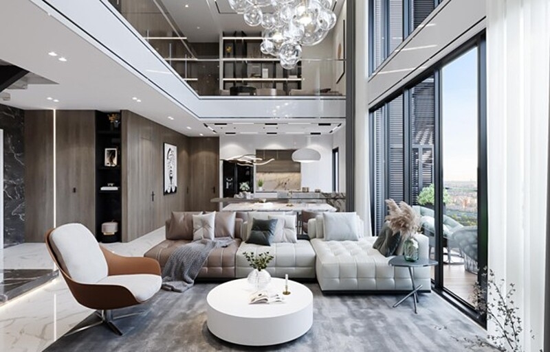 Căn hộ duplex thông tầng diện tích hơn 155m2 sẽ lên sóng livestream NobleGo vào chiều ngày 4/7.