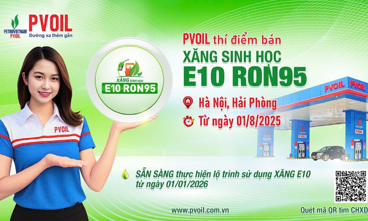 PVOIL thí điểm bán xăng sinh học E10 RON95