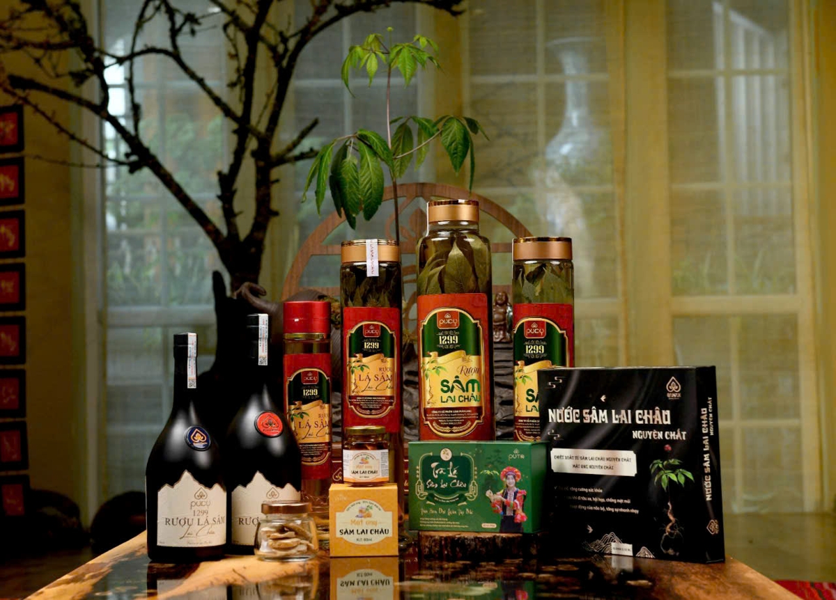 Các sản phẩm được làm từ sâm núi Lai Châu.