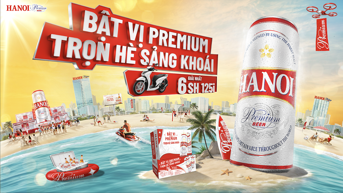 Chào hè rực rỡ 2025, Bia Hanoi Premium triển khai Chương trình khuyến mại “Bật Vị Premium - Trọn Hè Sảng Khoái.