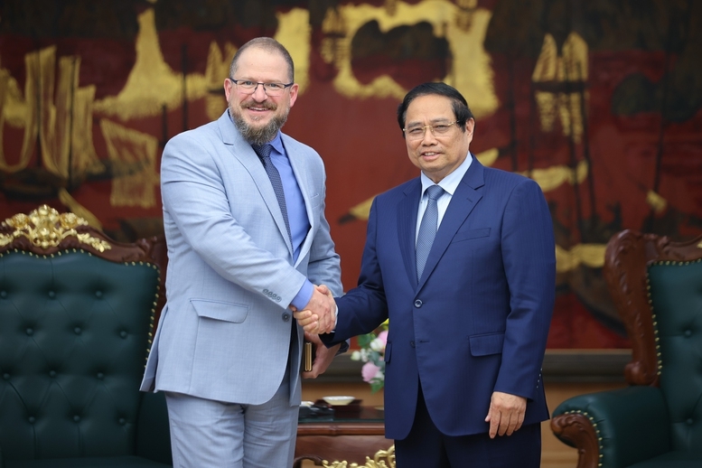 Thủ tướng Phạm Minh Chính tiếp ông Cristiano Amon. Ảnh: VGP