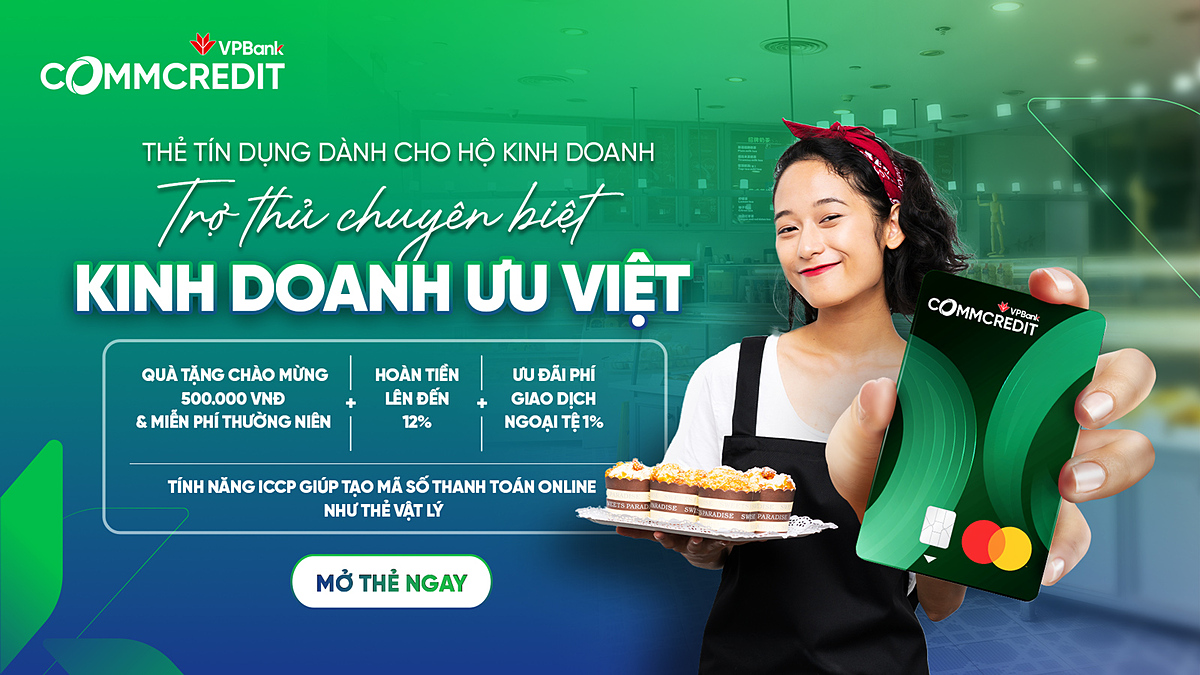 VPBank tiên phong cho ra mắt thẻ tín dụng kinh doanh VPBank CommCredit - sản phẩm đầu tiên trên thị trường được thiết kế riêng cho nhóm khách hàng hộ kinh doanh và cá nhân kinh doanh.