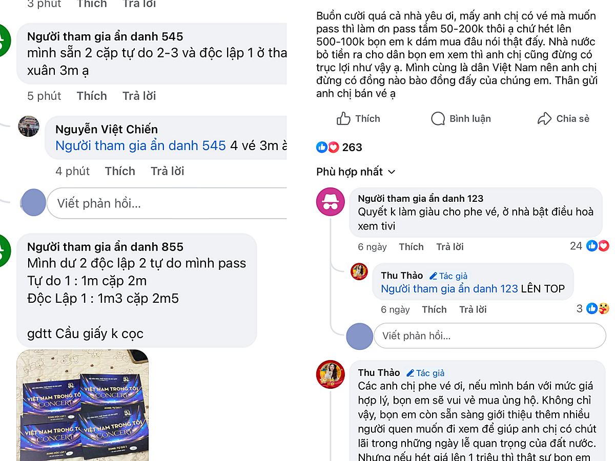 Trên các diễn đàn mạng, cò vé rao bán rầm rộ.