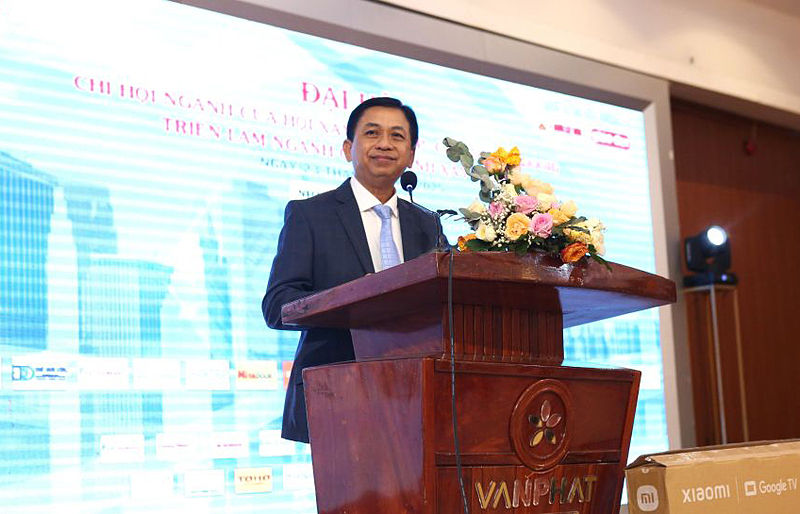 Ông Lê Thành Phiêu, Chủ tịch Hội Xây dựng TP. Cần Thơ, phát biểu tại đại hội.