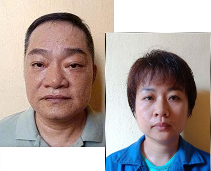 Các đối tượng Trần Huy Cường và Phạm Thị Thu Thảo &lpar;ảnh CATPHP&rpar;.