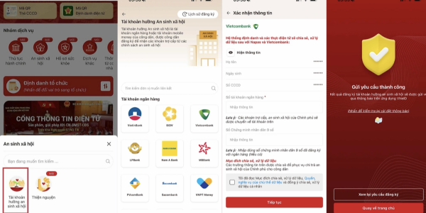 Các bước tích hợp tài khoản ngân hàng vào tài khoản An sinh xã hội trên VNeID.