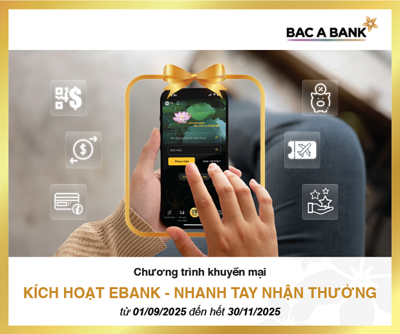 Với chương trình “Kích hoạt Ebank - Nhanh tay nhận thưởng” lần này, khách hàng mới và hiện hữu đều có cơ hội tham gia nhận ưu đãi trong khoảng thời gian từ 1/9 đến hết 30/11/2025.
