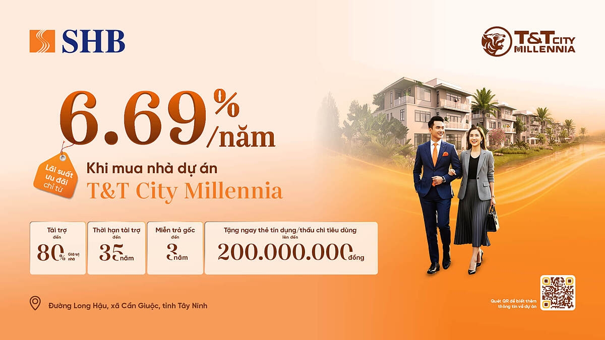 Gói tín dụng với lãi suất hấp dẫn của SHB dành cho khách hàng vay mua nhà dự án T&T Group.