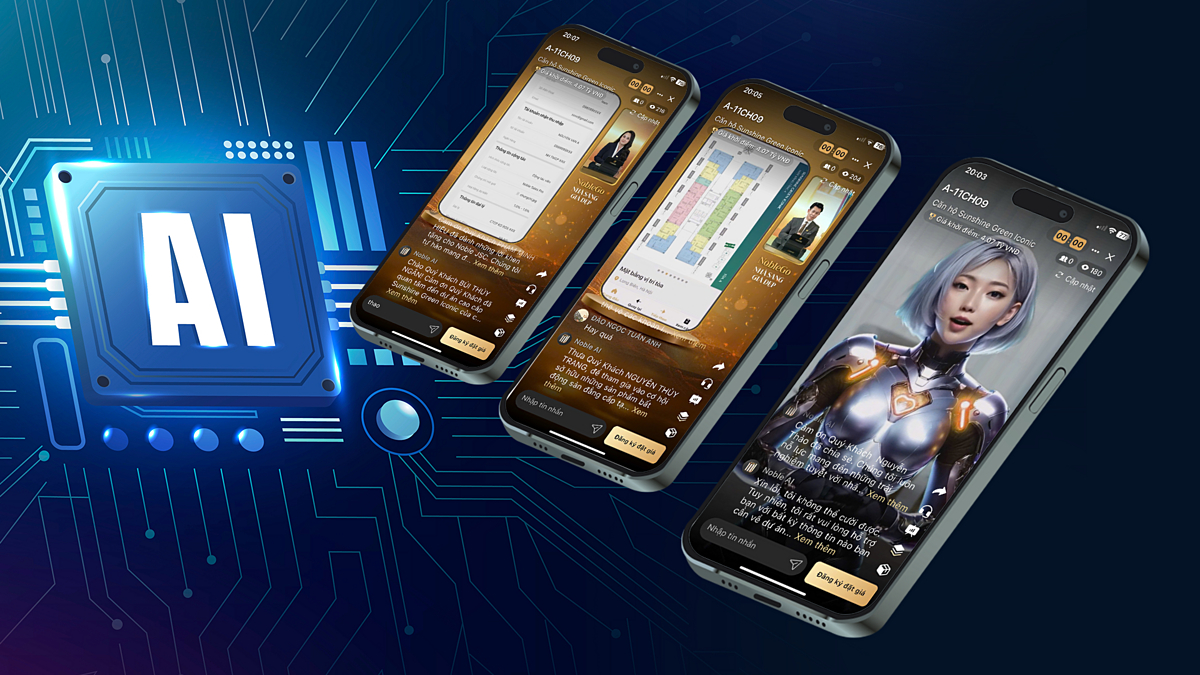 Khách hàng được hỗ trợ bởi trợ lý AI thông minh tích hợp trên Noble App, giúp tra cứu thông tin dự án, phân tích xu hướng thị trường và tư vấn trực tiếp các thắc mắc theo nhu cầu.