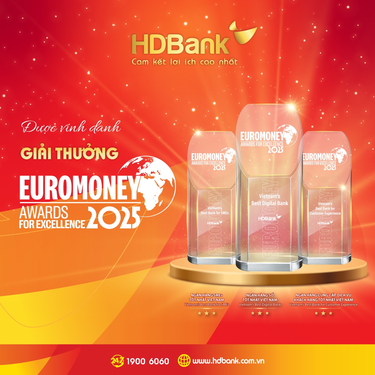 HDBank lập “hat-trick” giải thưởng Euromoney 2025.