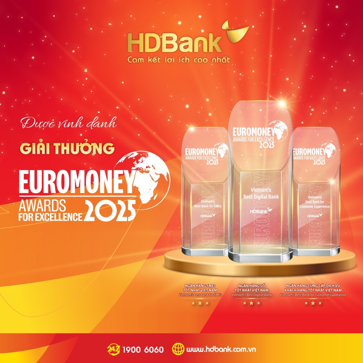HDBank lập “hat-trick” giải thưởng Euromoney 2025.