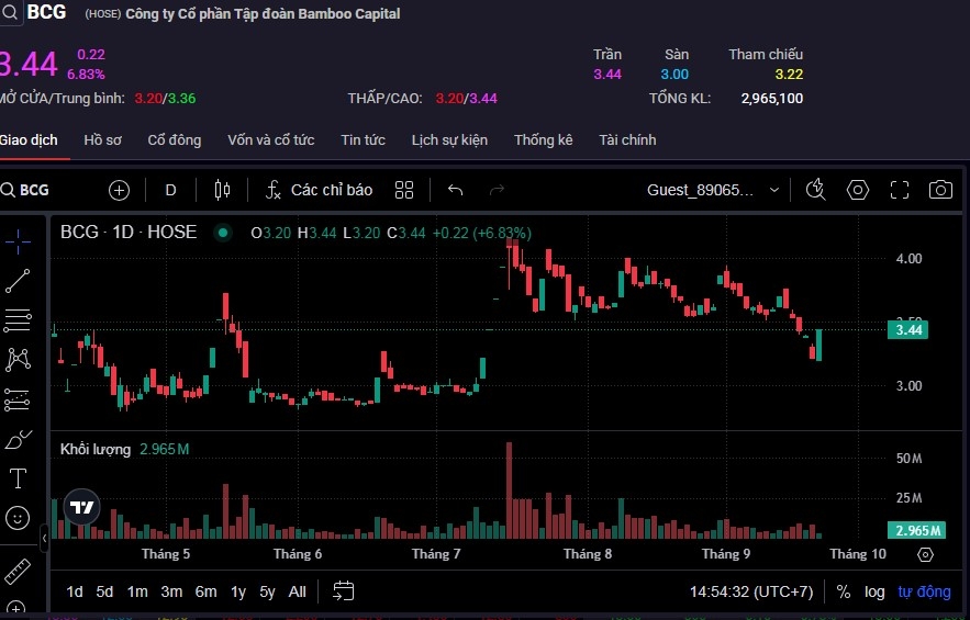 Cổ phiếu BCG tăng trần sau chuỗi giảm điểm.