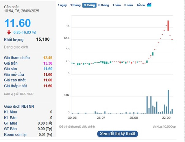 Cổ phiếu DAT tiếp tục giảm sàn trong phiên sáng 26/9.