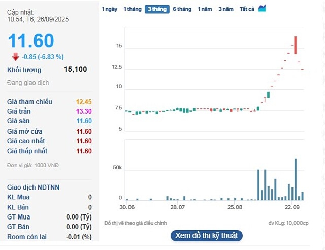 Cổ phiếu DAT tiếp tục giảm sàn trong phiên sáng 26/9.