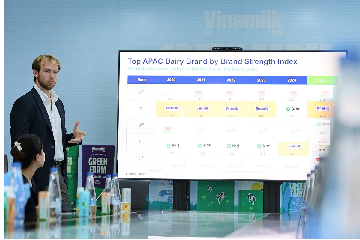 Ông Alex Haigh – Giám đốc điều hành Brand Finance khu vực châu Á – Thái Bình Dương chia sẻ về báo cáo giá trị thương hiệu năm 2025 &lpar;Ảnh: Nguyễn Hoàng&rpar;.