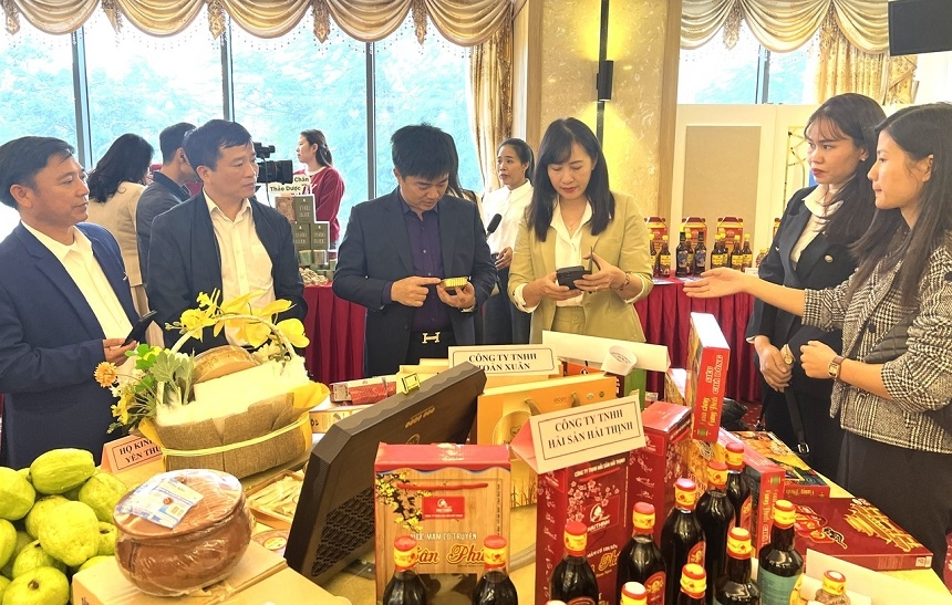 Một số nông sản an toàn, đạt chứng nhận sản phẩm OCOP của các HTX và DN trưng bày tại sự kiện.