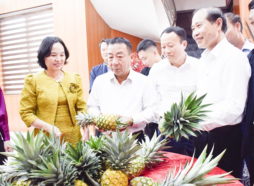 Các đại biểu tham quan các gian hàng trưng bày sản phẩm tại hội nghị.