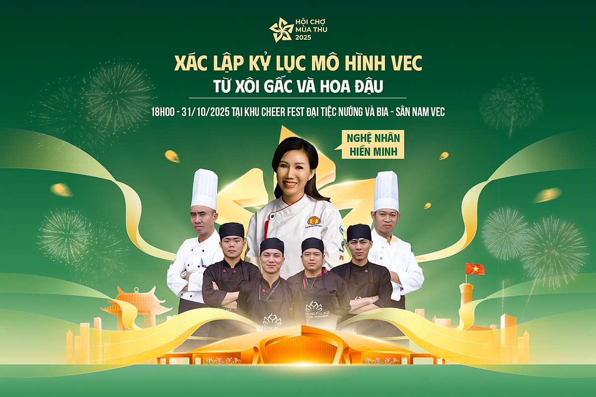 Vào 18h tối ngày 31/10 sẽ diễn ra sự kiện xác lập kỷ lục Mô hình Trung tâm Triển lãm Việt Nam VEC bằng xôi gấc và hoa tạo hình từ đậu đạt kích thước lớn nhất chứng nhận bởi Tổ chức Kỷ lục Việt Nam, Viện Kỷ lục Việt Nam.