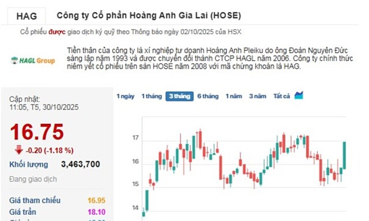 Cổ phiếu của HAGL nhanh chóng hạ nhiệt