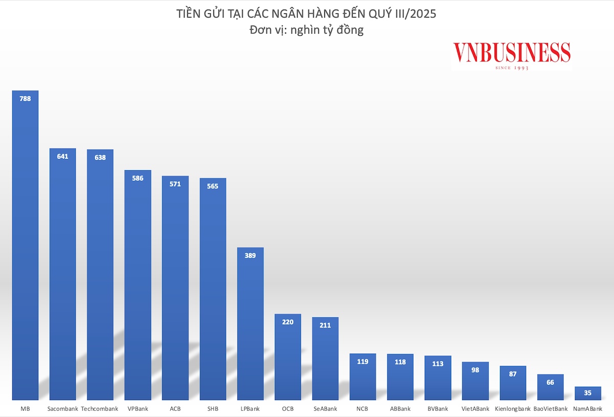 Ngân hàng nào được gửi tiền nhiều nhất?
