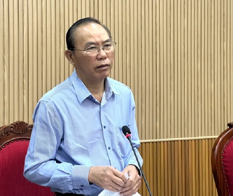 Thứ trưởng Bộ NN-MT Phùng Đức Tiến phát biểu tại buổi làm việc về công tác phòng, chống khai thác thủy sản bất hợp pháp, không báo cáo và không theo quy định &lpar;IUU&rpar; của tỉnh Cà Mau sáng nay &lpar;31/10&rpar;.