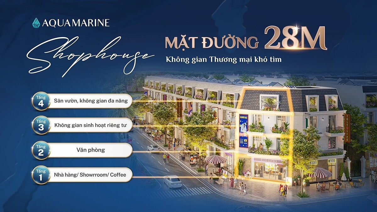 Shophouse Aquamarine nằm trên trục giao thương lớn nhất khu đô thị – Đại lộ Ánh Sáng – liền kề trường học, quảng trường trung tâm và khu dân cư hiện hữu.